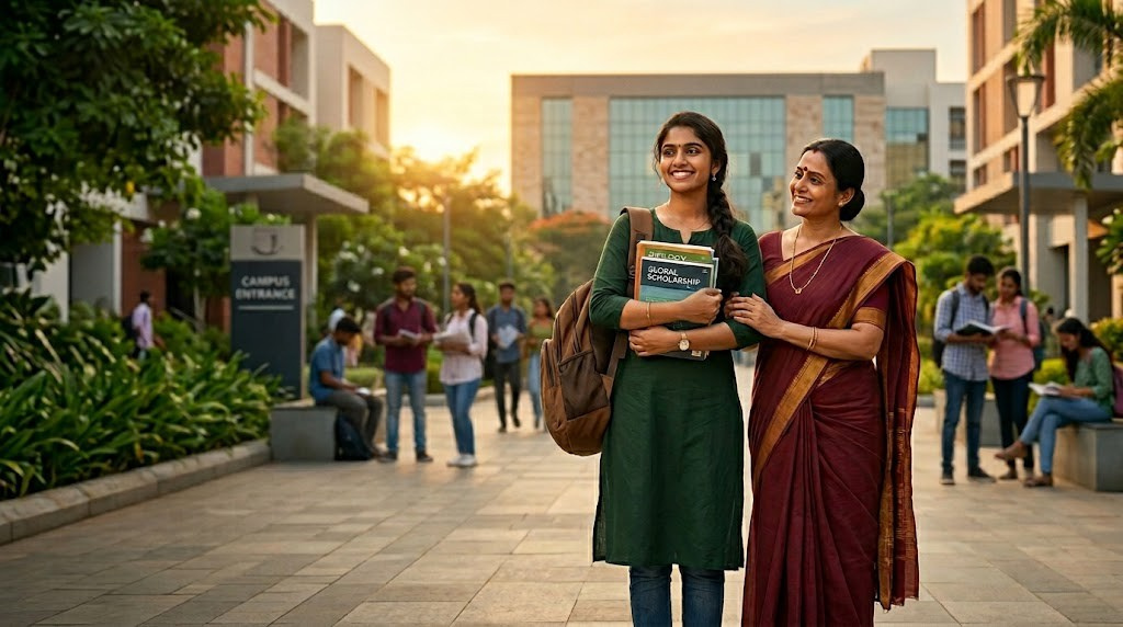 A student continuing her studies